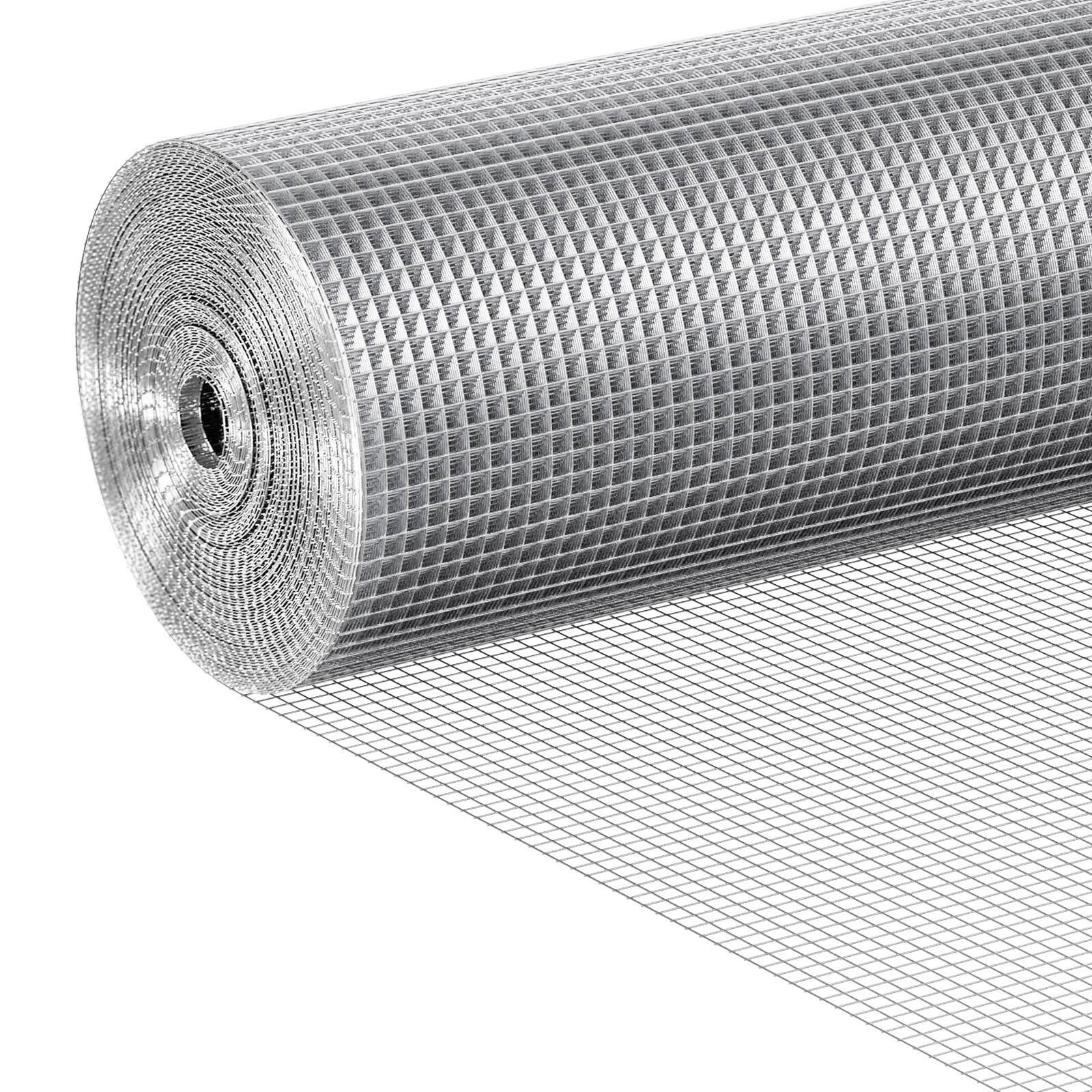 Front. VEVOR - Hardware Cloth 1/4 inch 36 inch x 50 ft 23 Gauge Chicken Wire Fence, Hot-Dip Galvanized After Welding Metal Wire Mesh - Silver.