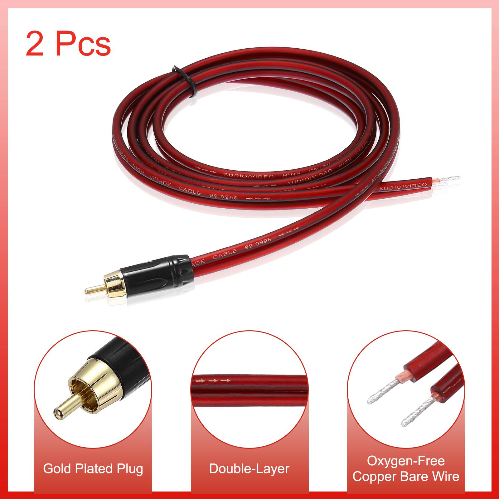 2 Pcs CDAN aNE UNT J1CN 4 UAI AUDIDMVIDEO AUDIONABEC SEADE M AUDIO/VIDRO CABLE OE 00.9096 RE M2- 00.0000 t0 CABLE ADE Gold Plated Plug Double-Layer Oxygen-Free Copper Bare Wire