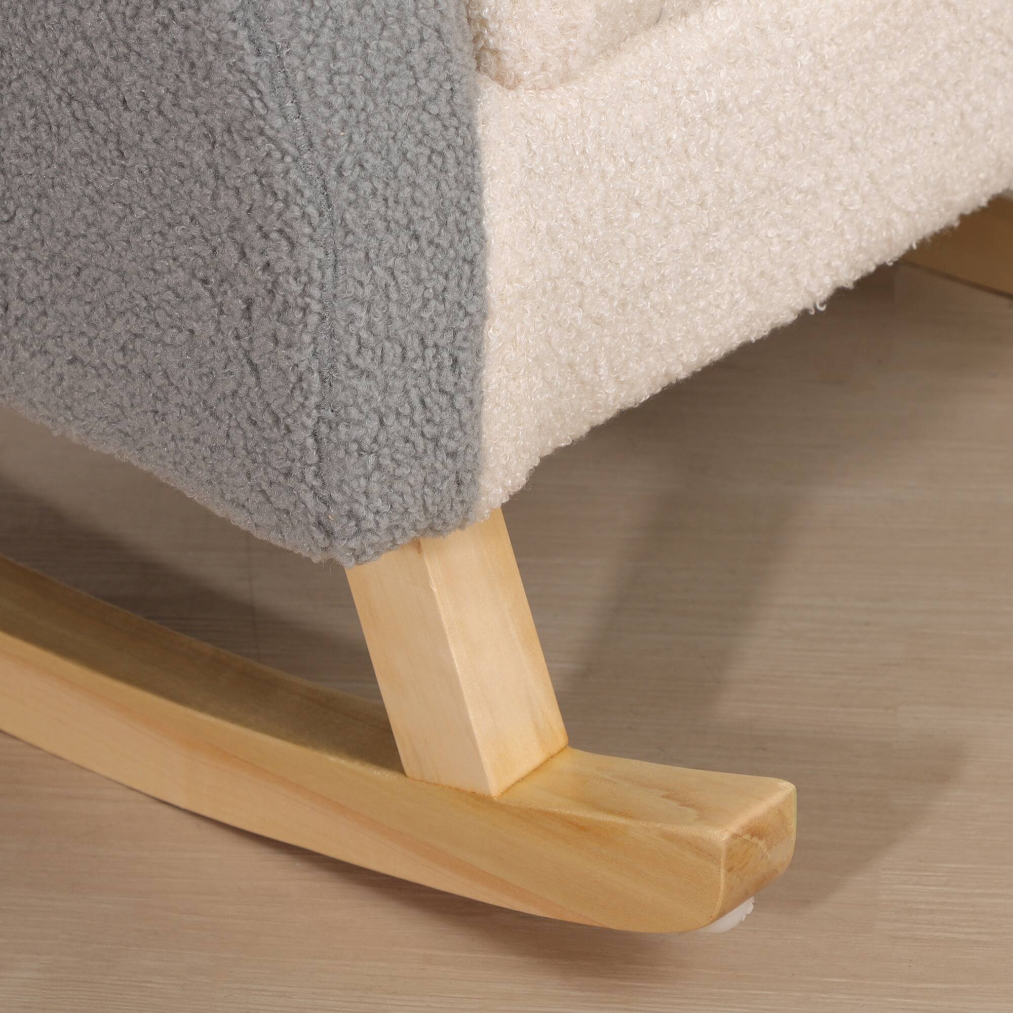 Alt View 4. Qaba - Kids Sofa, Toddler Rocking Chair, Solid Wooden Frame, Faux Lamb Fleece Fabric, Kids Arm Chair, Nursery, Ages 2-3 years - Gray.