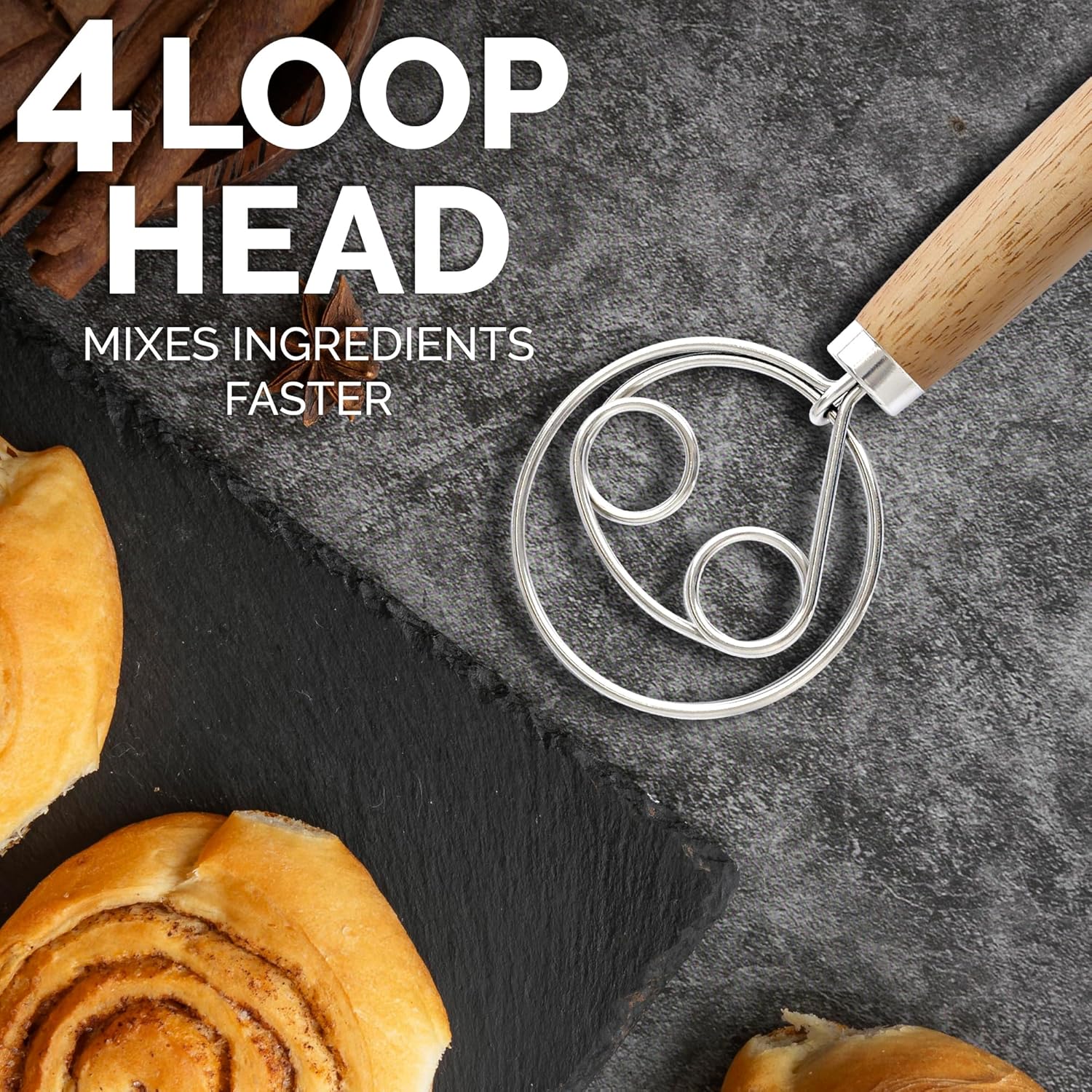 4 LOOP HEAD  
MIXES INGREDIENTS FASTER