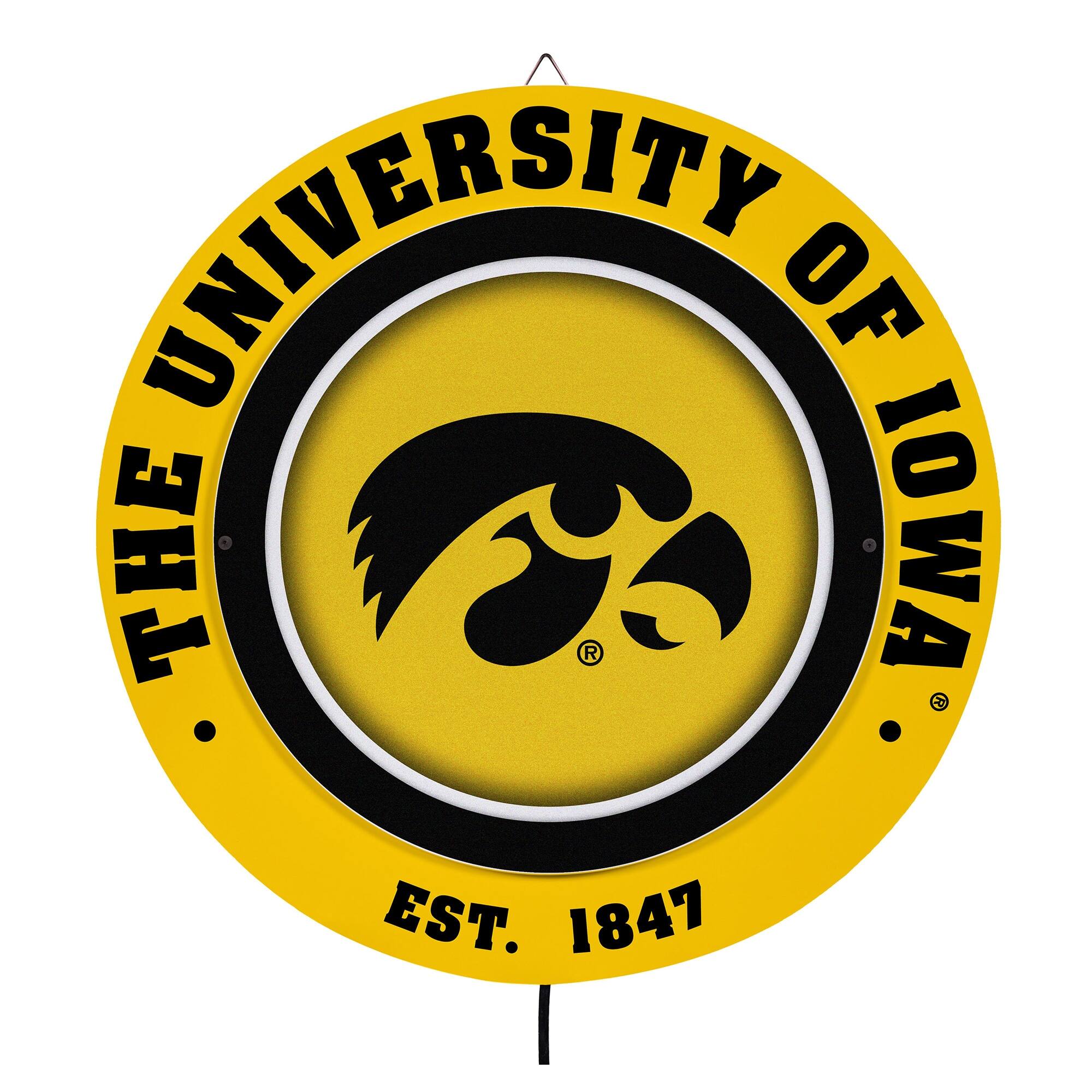Iowa Hawkeyes 15" LED Round Metal Lit Wall Sign
