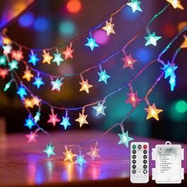 FINEAK - 33ft 100 LED Star Fairy Lights - 8 Modes Battery Operated Waterproof Multicolor