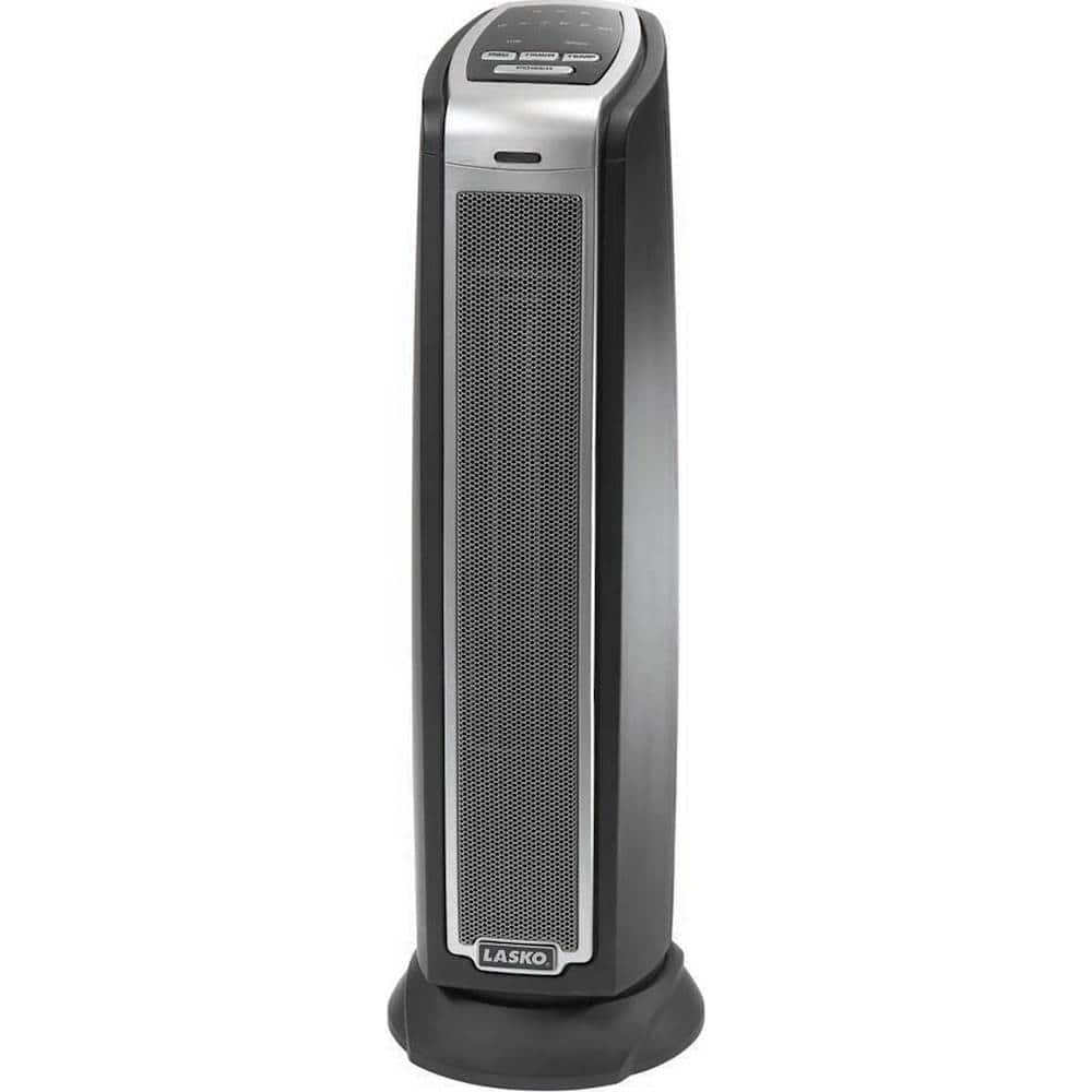 Front. Lasko - Ceramic Tower Heater w/ Remote - Black.