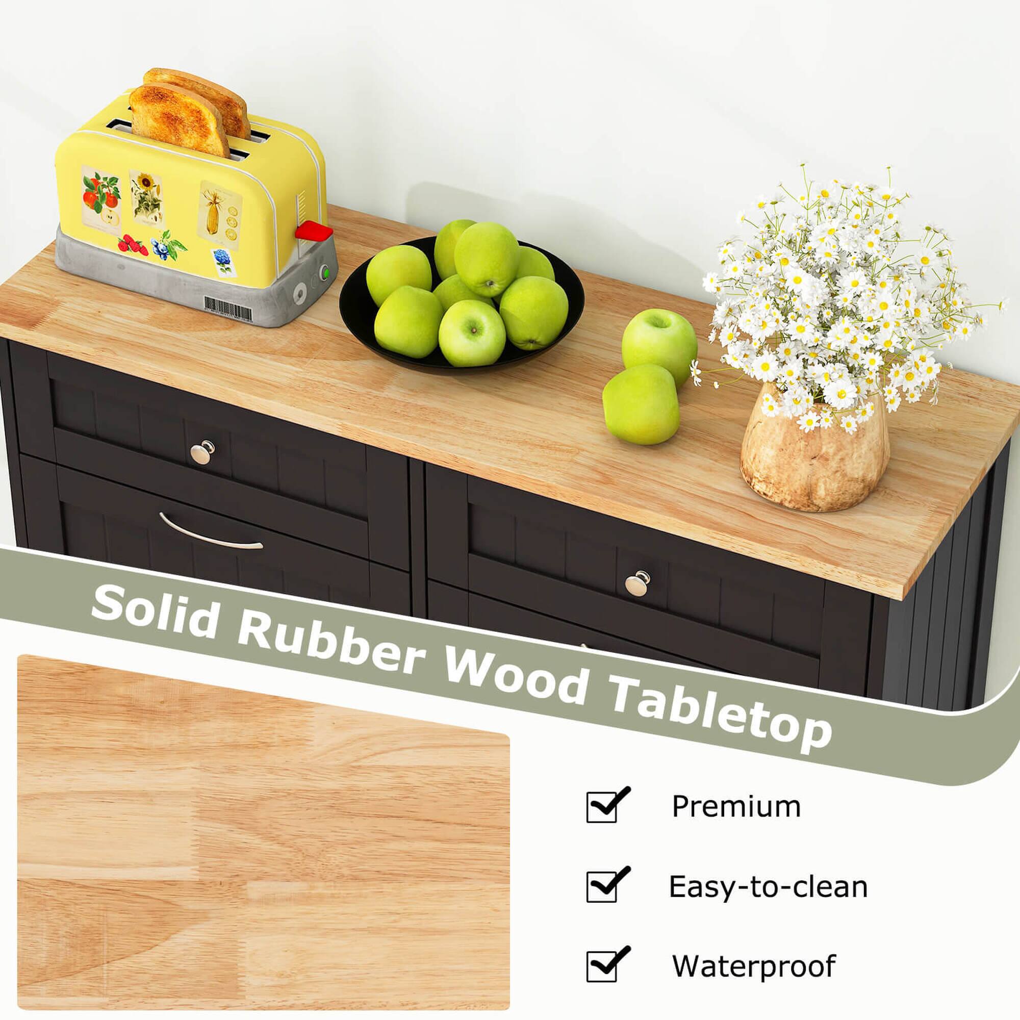 Solid Rubber Wood Tabletop

- Premium
- Easy-to-clean
- Waterproof