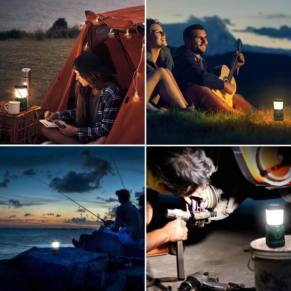 Alt View 5. Lepro - LED Rechargeable Camping Lantern, 1000LM 4400mAh, 2-Pack - Green.