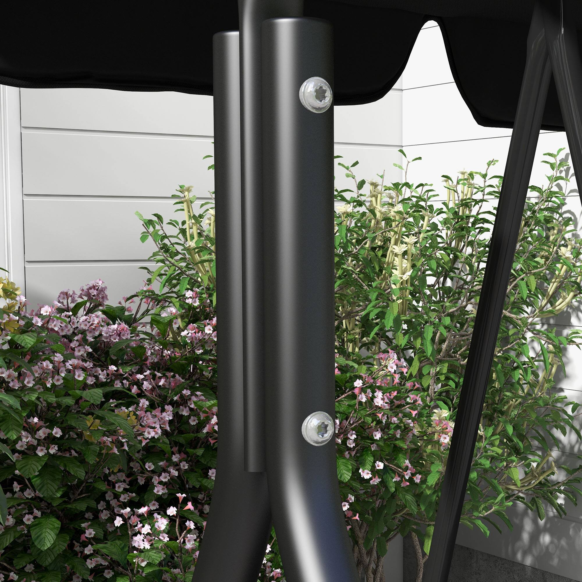 Alt View 8. Outsunny - 3-Seat Outdoor Patio Swing Chair with Removable Cushion, Steel Frame Stand and Adjustable Tilt Canopy - Black.