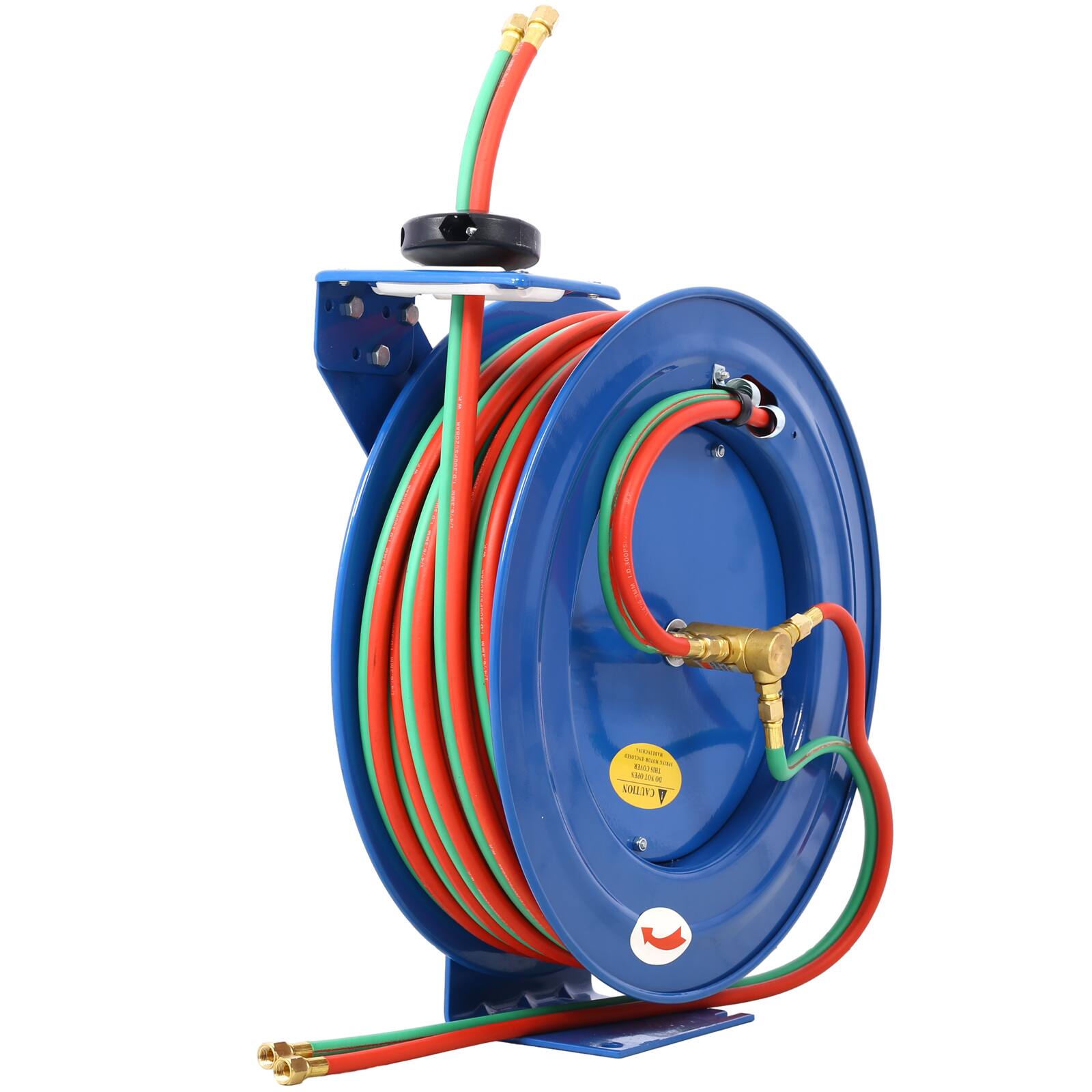 LOVMOR - 1 4 Inch x 100 Foot Retractable Twin Oxygen Acetylene Welding Hose Reel 200PSI