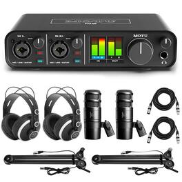 MOTU - M2 Desktop 2x2 USB-C Audio Interface Bundle with 2 Pack H&A AC50 Cardioid Dynamic Microphone, 2x Professional