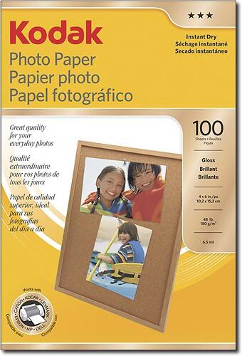 Front Standard. Kodak - 100-Pack 4" x 6" Soft-Gloss Picture Paper.