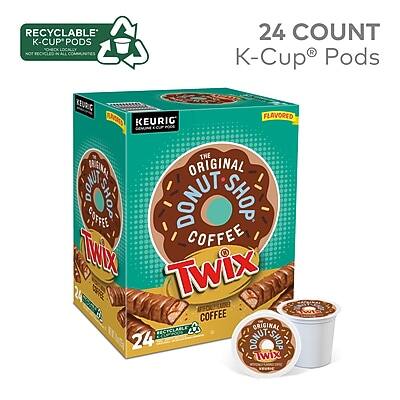 RECYCLABLE K-CUP PODS  
24 COUNT  
KEURIG  
FLAVORED  
THE ORIGINAL DONUT SHOP  
COFFEE  
TWIX  
FLAVORED  
KEURIG K-CUP PODS  
24 COUNT