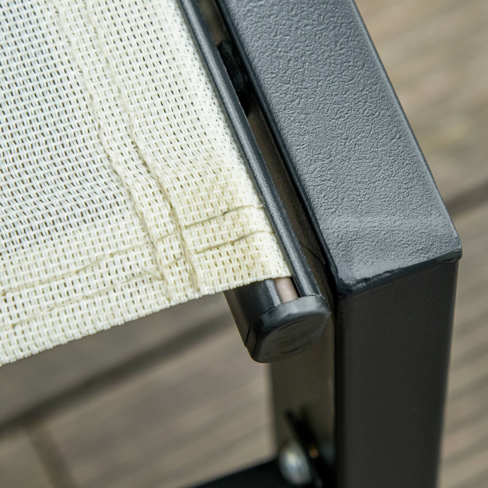 Alt View 7. Outsunny - Outdoor Chaise Lounge with Wheels, Five Position Recliner for Sunbathing, Suntanning, Steel Frame, Breathable Fabric - Cream White.