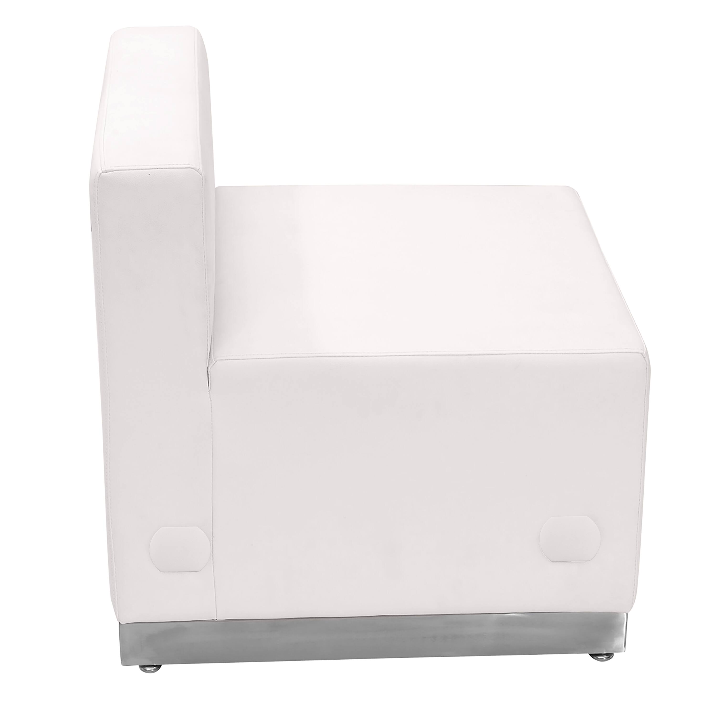 Alt View 2. Emma + Oliver - Modular Reception Chair with Brushed Stainless Steel Base - Melrose White.
