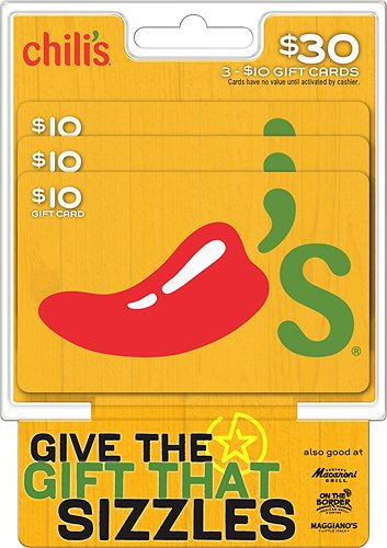 Chili S 10 Gift Card 3 Pack Front Standard