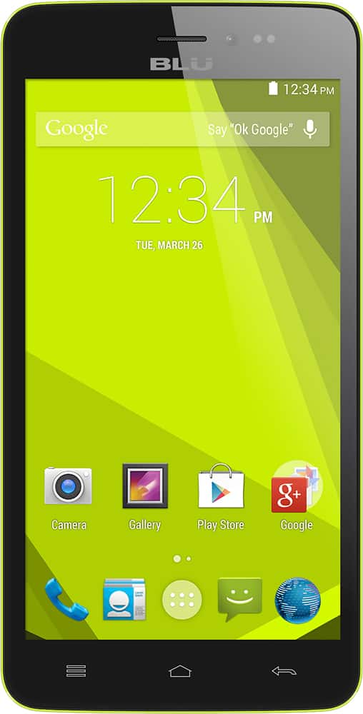 Front. BLU - Studio 5.0 CE 4G with 4GB Memory Cell Phone (Unlocked) - Yellow.