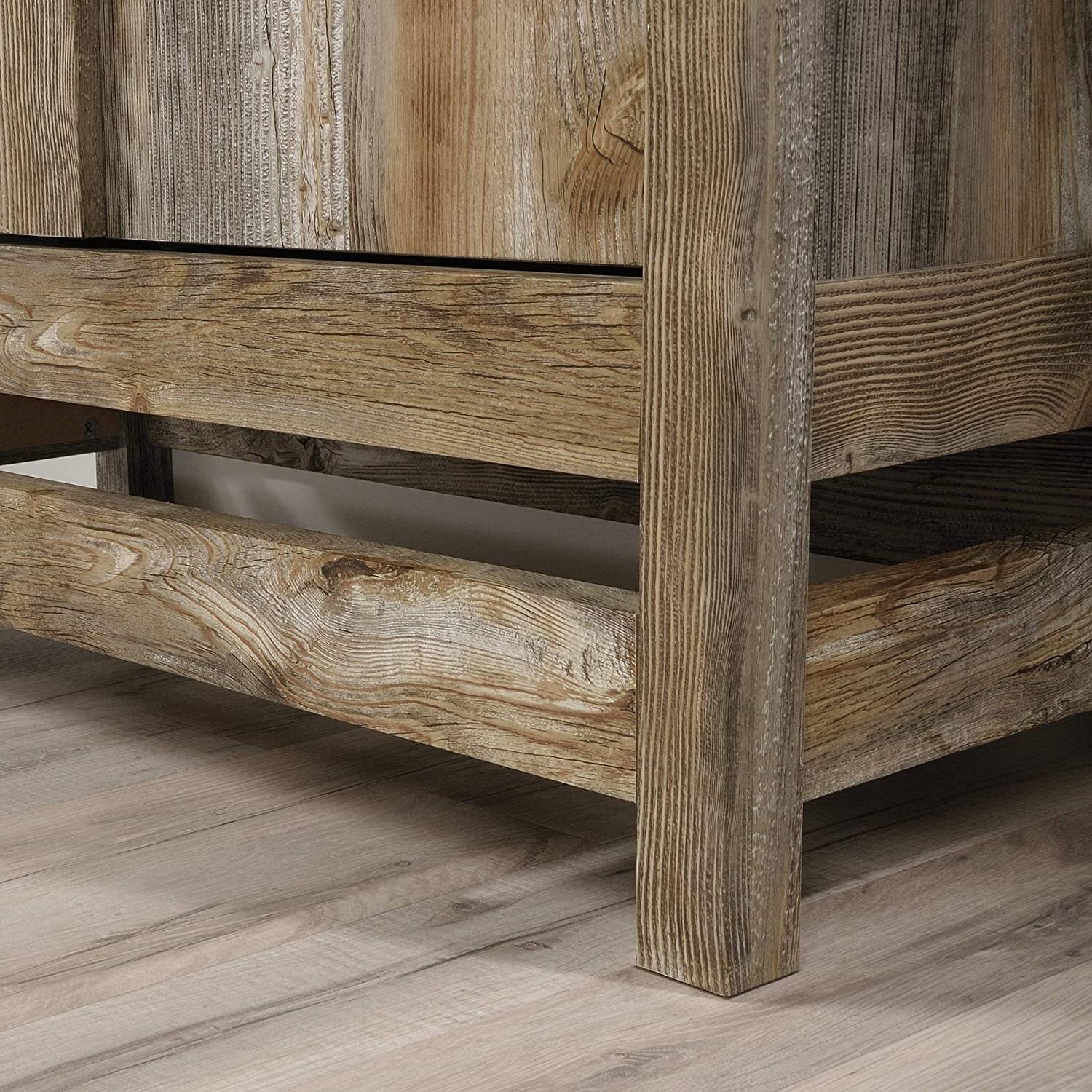 Left. Hivvago - Farmhouse Storage Cabinet Wardrobe Armoire in Rustic Wood Finish - Brown.