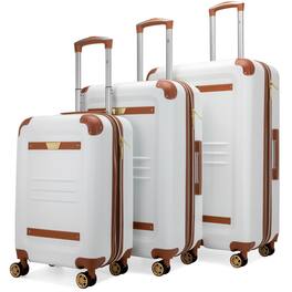 19v69 ITALIA - Vintage 3 Piece Expandable Retro Spinner Luggage Set - White