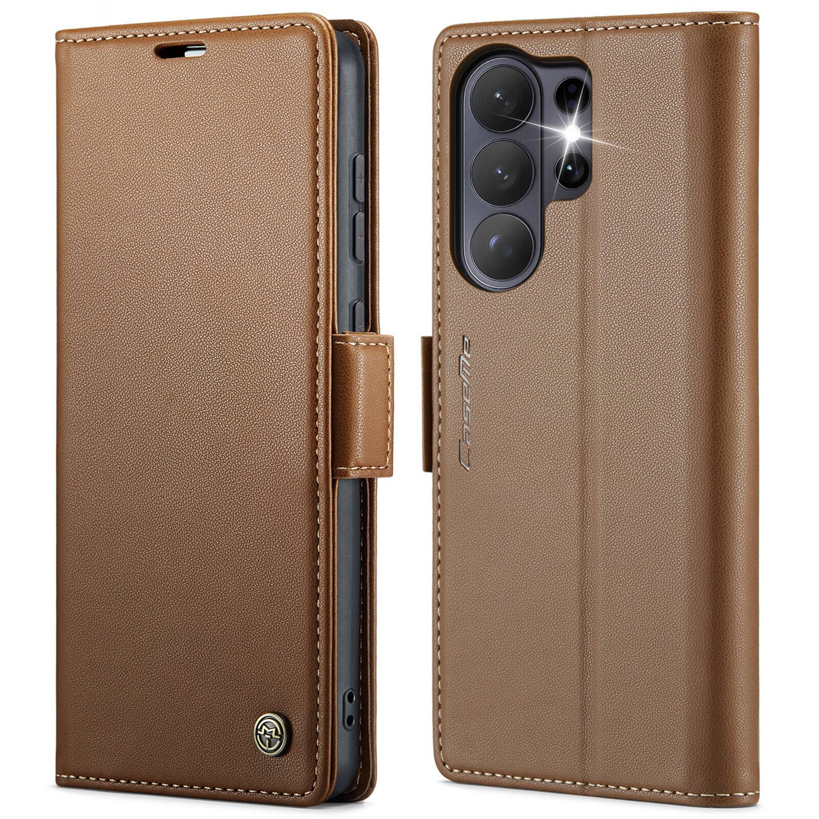 Alt View 3. UUCOVER - For Samsung Galaxy S26 Ultra PU Leather Wallet Case with RFID Blocking Cash Card Holder, Magnetic Flip Kickstand Cover - Brown.
