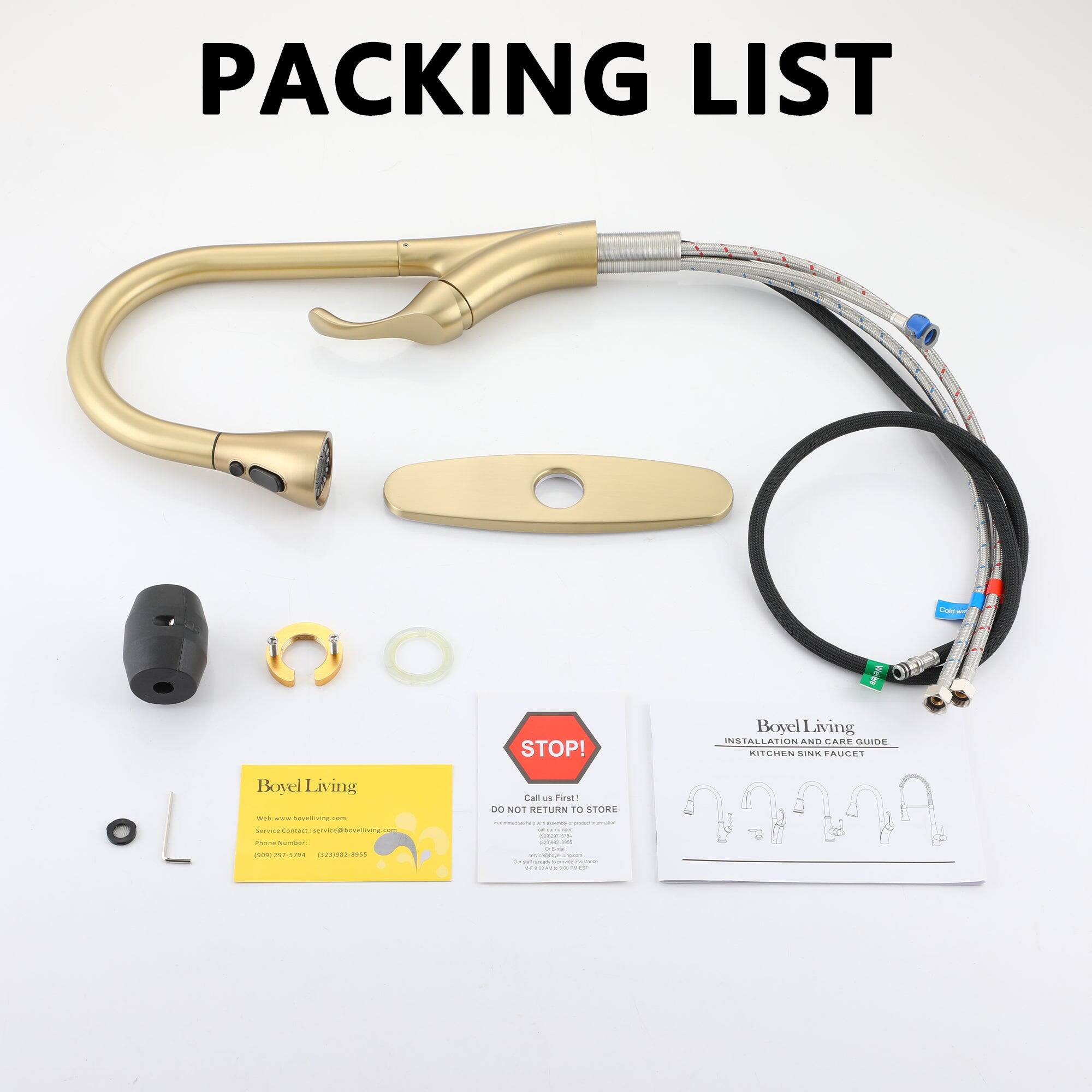 PACKING LIST
Bovel Living
INSTALLATION AND CARE GUIDE
KITCHEN SINK FAUCET
Bovel Living
- | ouerreTna -   w. - - - Cal - FaM D0 NOT ETuRN TO STORE - | - - : - | - | - .. ... ..- ..... .. -e -