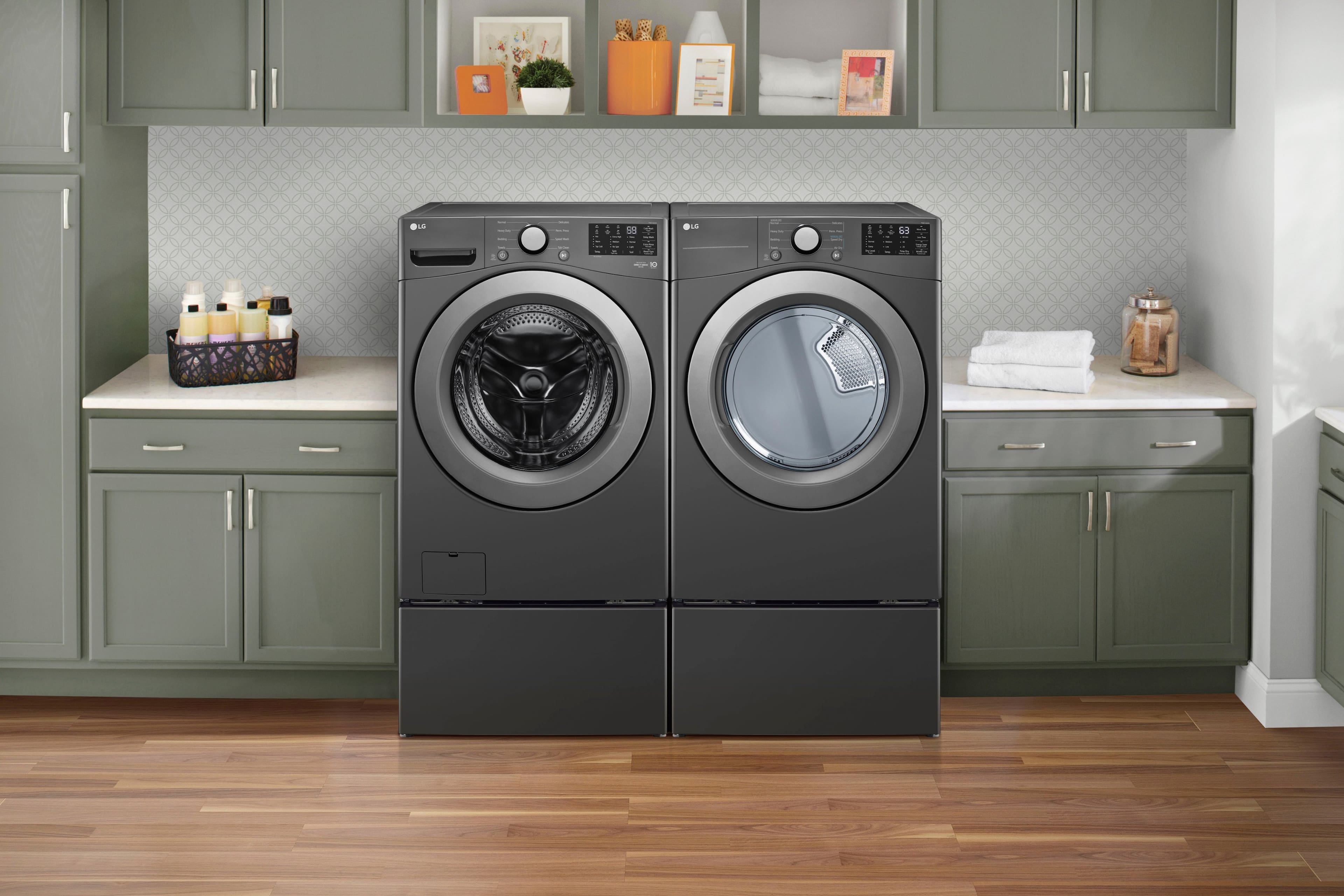 Alt View 20. LG - 5.0 Cu. Ft. High-Efficiency Stackable Front Load Washer with 6Motion Technology - Middle Black.