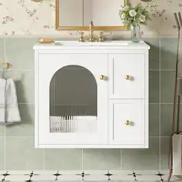 Loheer - 24 inch wall mounted bathroom vanity Floating Vanity with Sink for Small Space - White