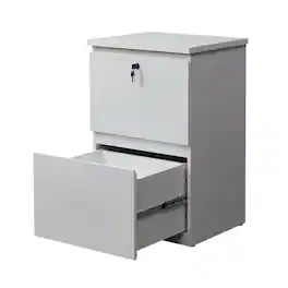 KOWO - 2 Drawer Wood File Cabinet With Lock - White