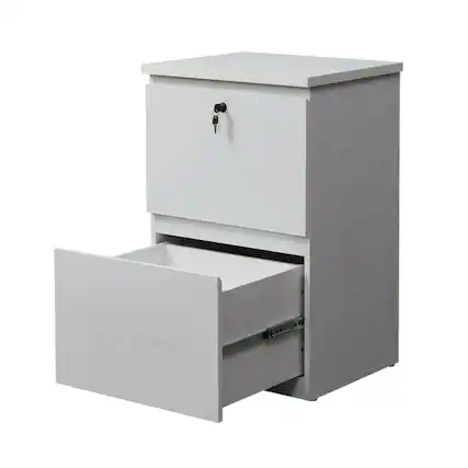 Front. KOWO - 2 Drawer Wood File Cabinet With Lock - White.