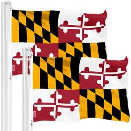 G128 - Maryland State Flag 3 x 5 ft — Pack of 2, 150D Polyester with Brass Grommets - Assorted Colors