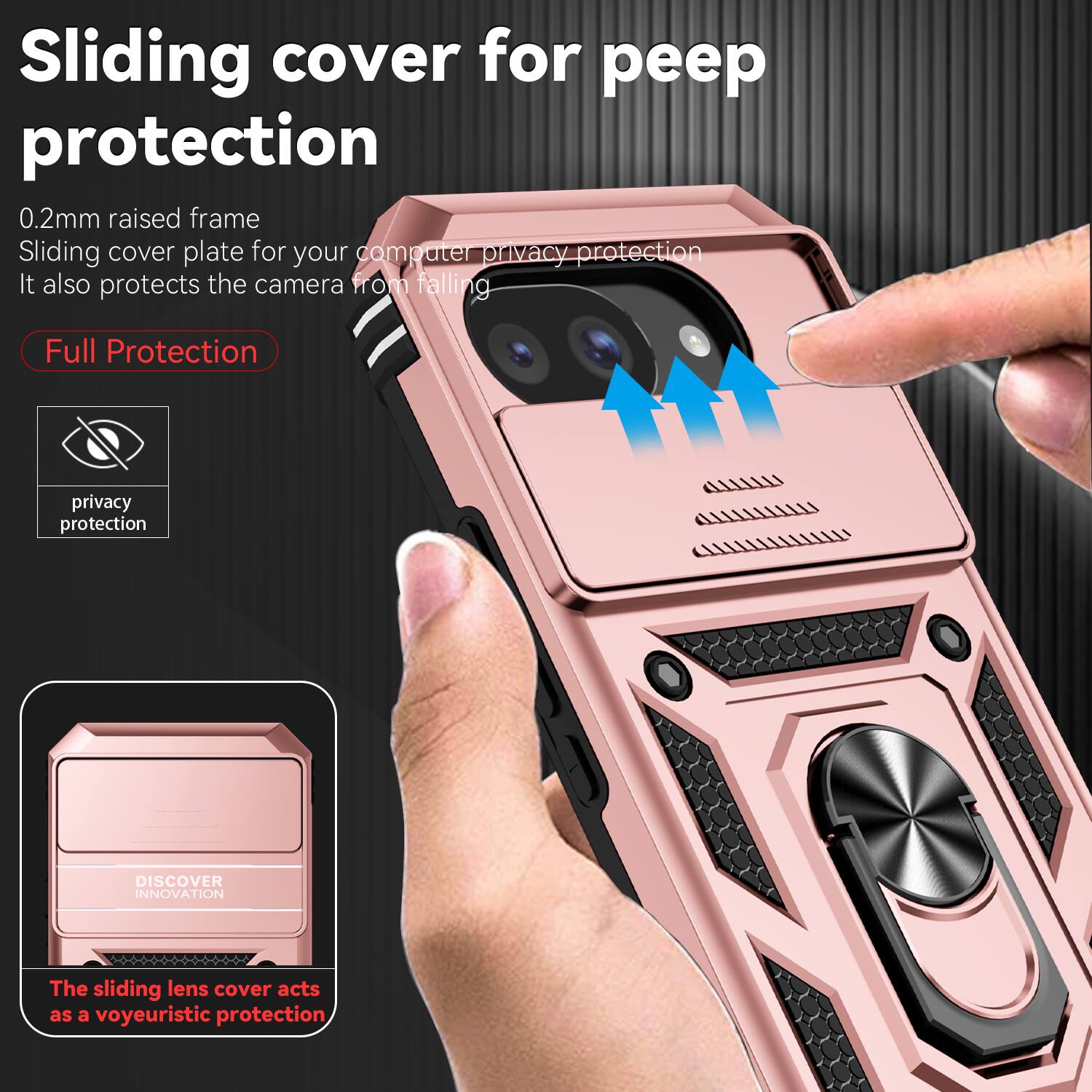 Sliding cover for peep protection

0.2mm raised frame
Sliding cover plate for your computer privacy protection
It also protects the camera from falling

Full Protection

privacy protection

DISCOVER INNOVATION

The sliding lens cover acts as a voyeuristic protection