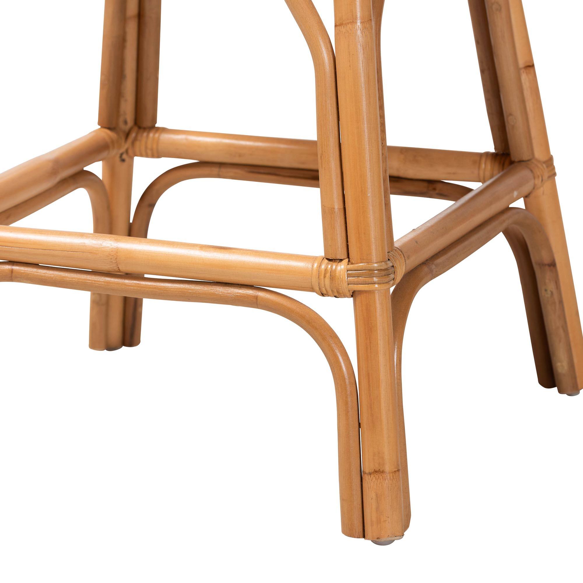 Alt View 2. bali & pari - Adam Natural Rattan Counter Stool with Cushion - Handwoven Wicker Swivel Bar Chair for Kitchen Island or Lounge Area - Light Honey.