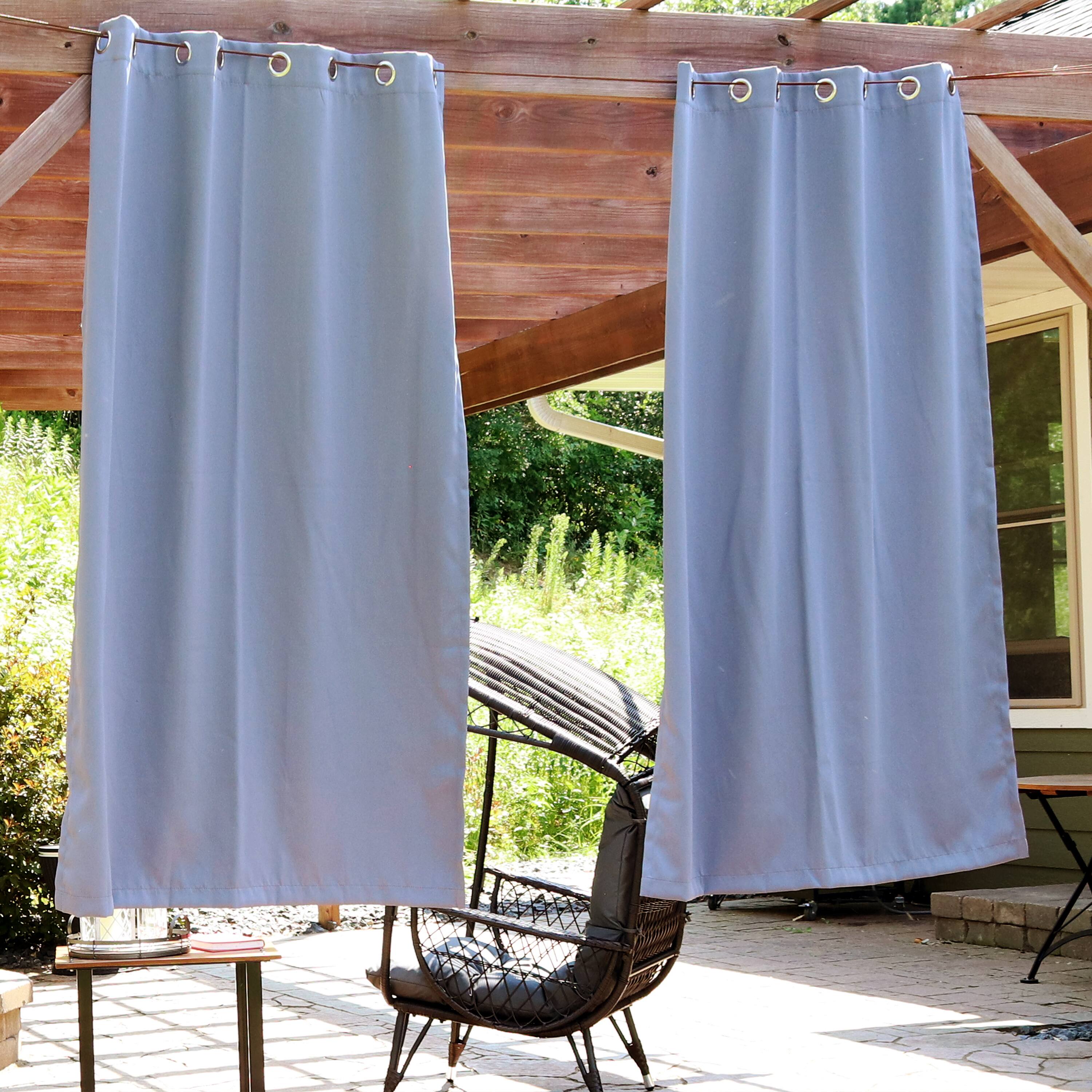 Alt View 1. Sunnydaze - Outdoor Blackout Curtain Panel - 52 in x 84 in - Set of 2 - Gray.