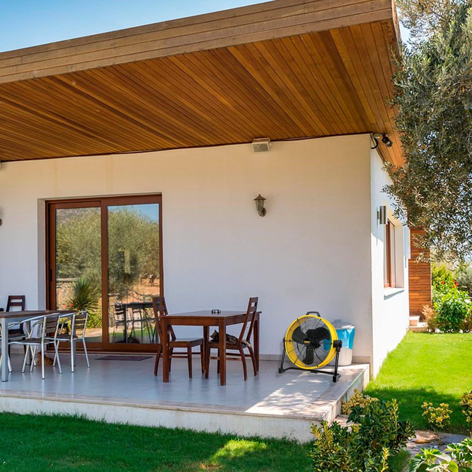 Back. Akoasm - 20" BLDC Drum Fan Floor Fan, 6100 CFM High Velocity, 3-Speed, 360° Pivot, Ultra-Quiet 45dB for Workshop & Garage.