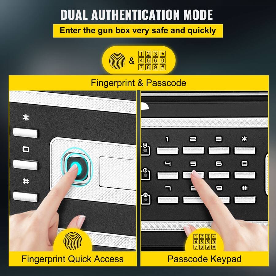 Passcode Access Box VEVOR Safe Box, 1.7 CU.FT Fingerprint Safe Box for Money with 2 Keys ...