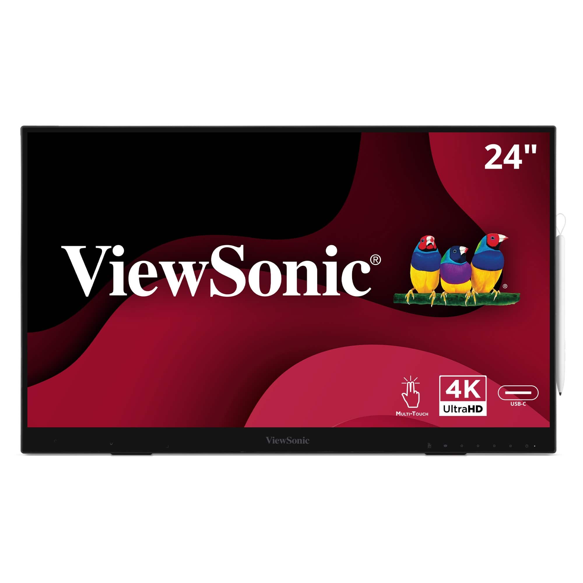 ViewSonic - ID2456-4K 24" 4K UHD Touch Display Tablet with PCAP 10 Point Touch, Active Stylus, Built-in Kickstand - Black