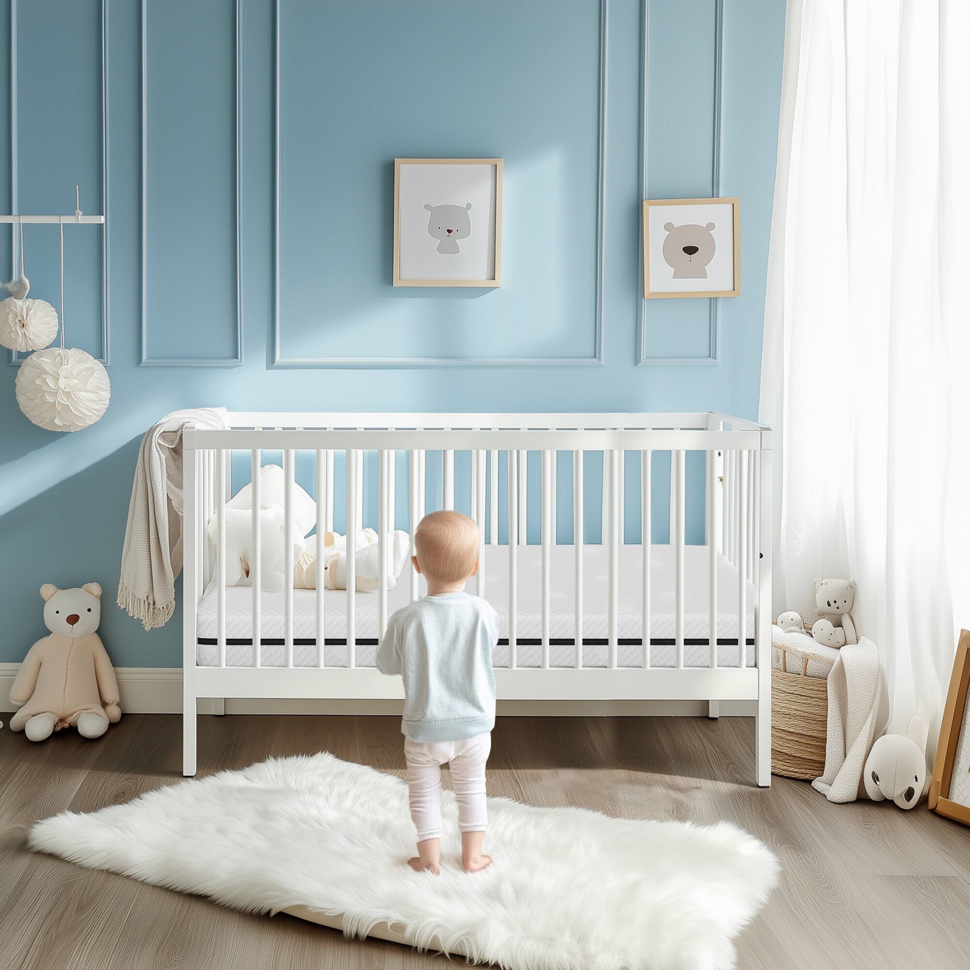 Left. Serweet - Baby 2-Stage Crib and Toddler Mattress with Cooling Gel Memory Foam, Washable Cover, Breathable Design, Skin Friendly - White.