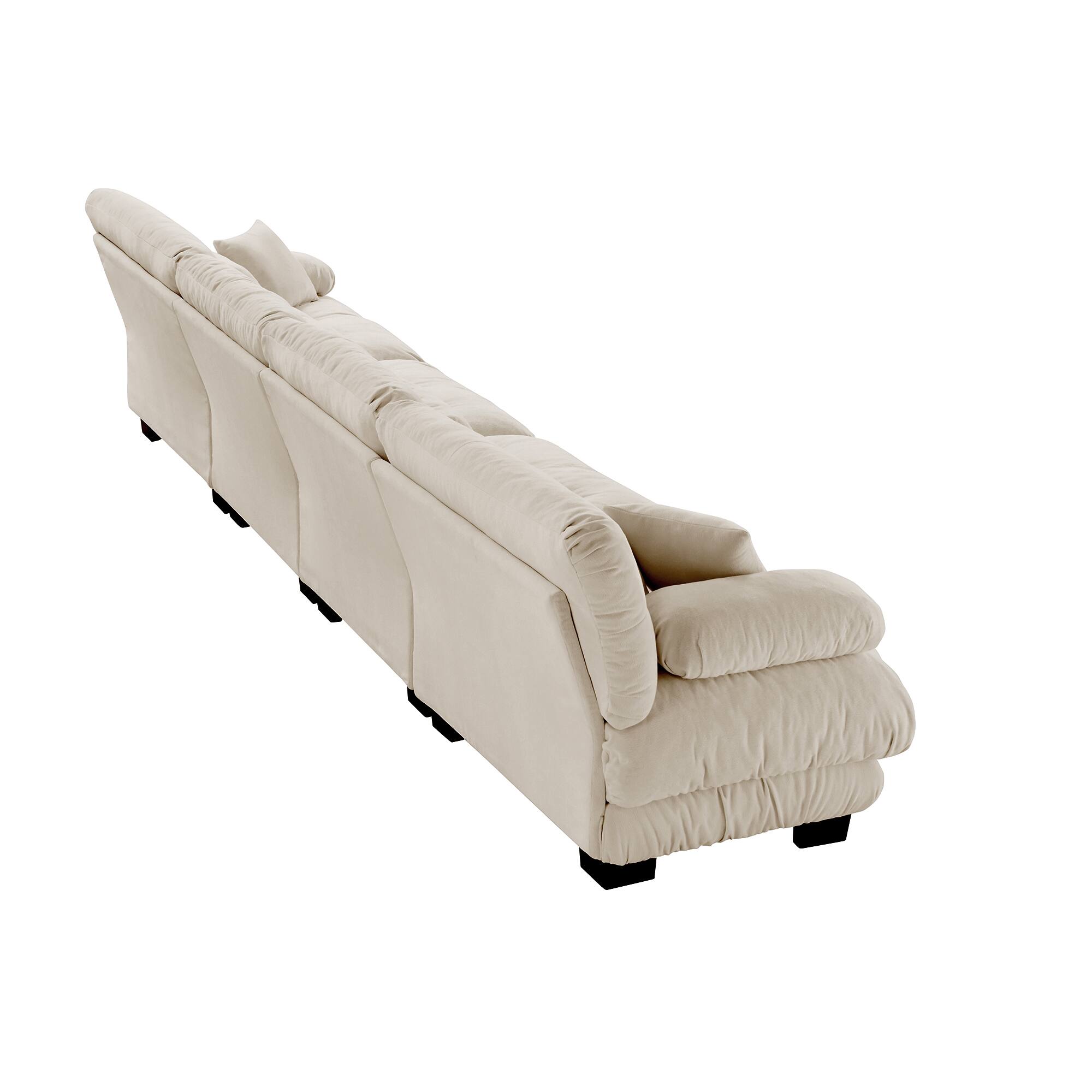 Alt View 8. LOVMOR - 4 Seater Chenille Modular Sectional Couch Deep Seat Compressed Pack For Living Room Apartment Office Plush Den - Light Coffee.