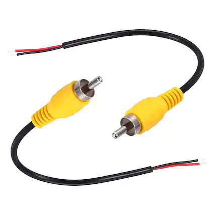 Front. Unique Bargains - 2pcs 6" Flat Yellow RCA Male Plug to Bare Wire Adapter for Audio Video Amplifier Speaker Wire - Yellow.
