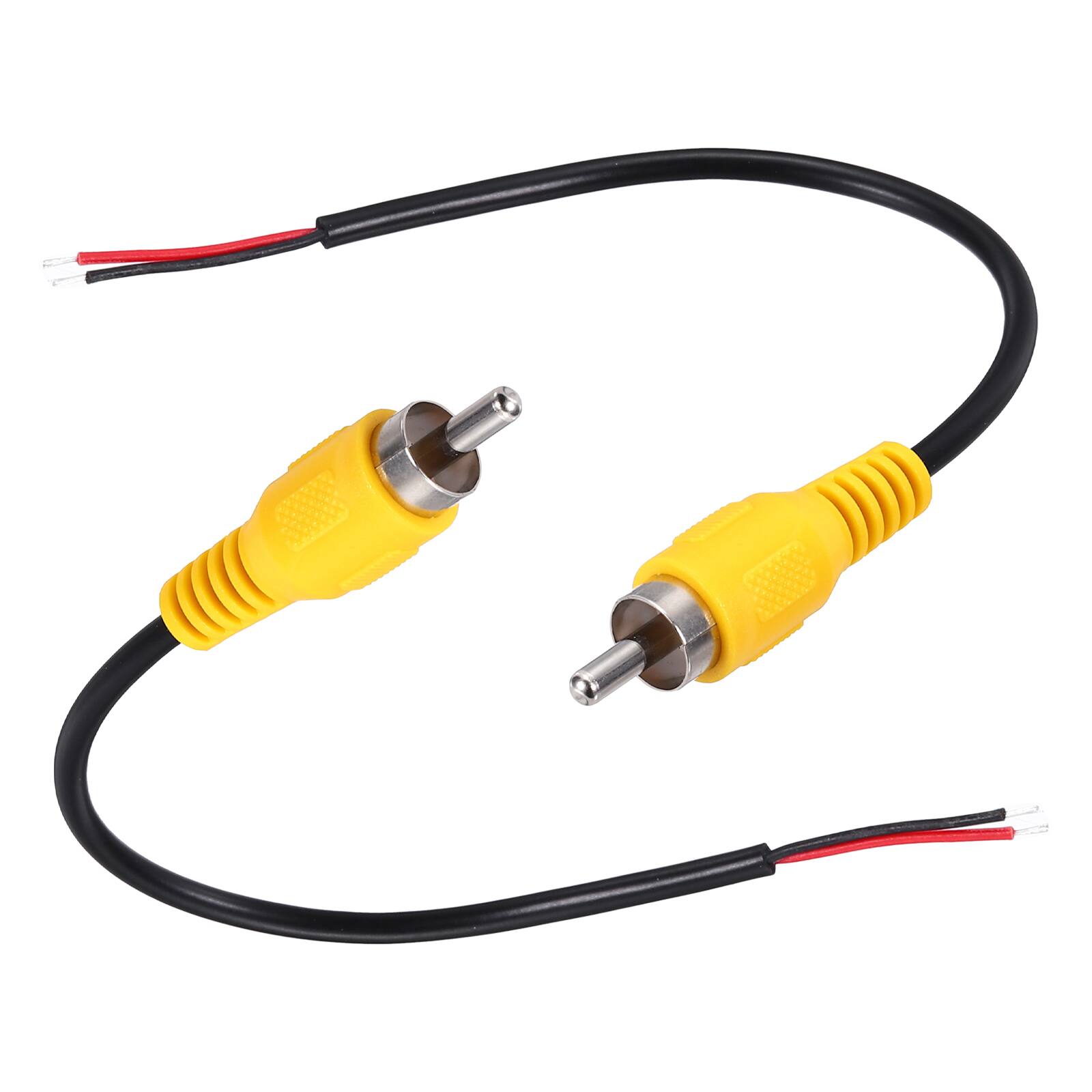 Unique Bargains - 2pcs 6" Flat RCA Male Plug to Bare Wire Adapter for Audio Video Amplifier Speaker Wire - Yellow