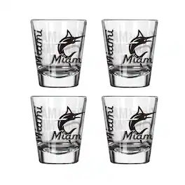 Logo Brands - Miami Marlins 4-Pack 2oz. Shot Glass Set - Multicolor