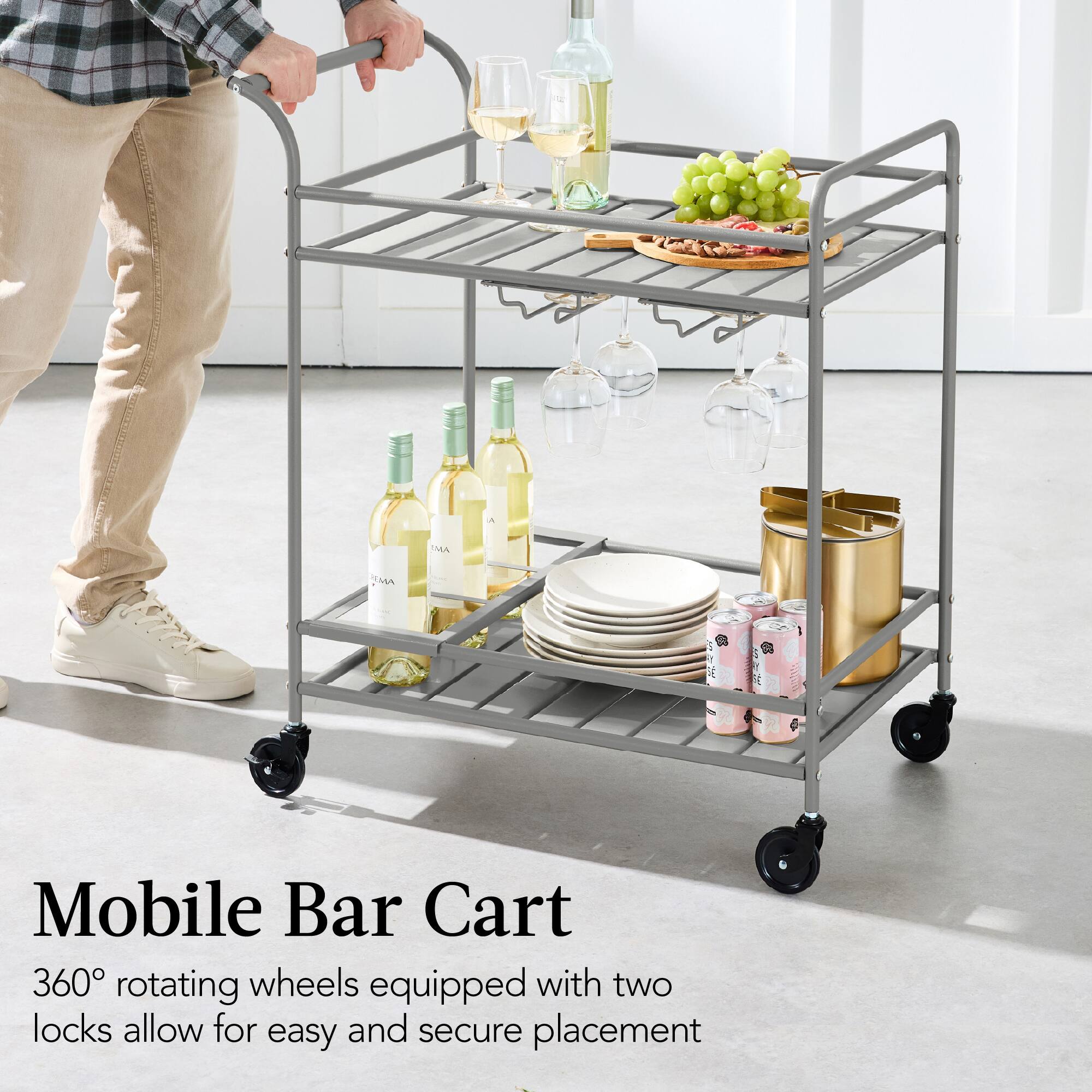 Mobile Bar Cart

360° rotating wheels equipped with two locks allow for easy and secure placement