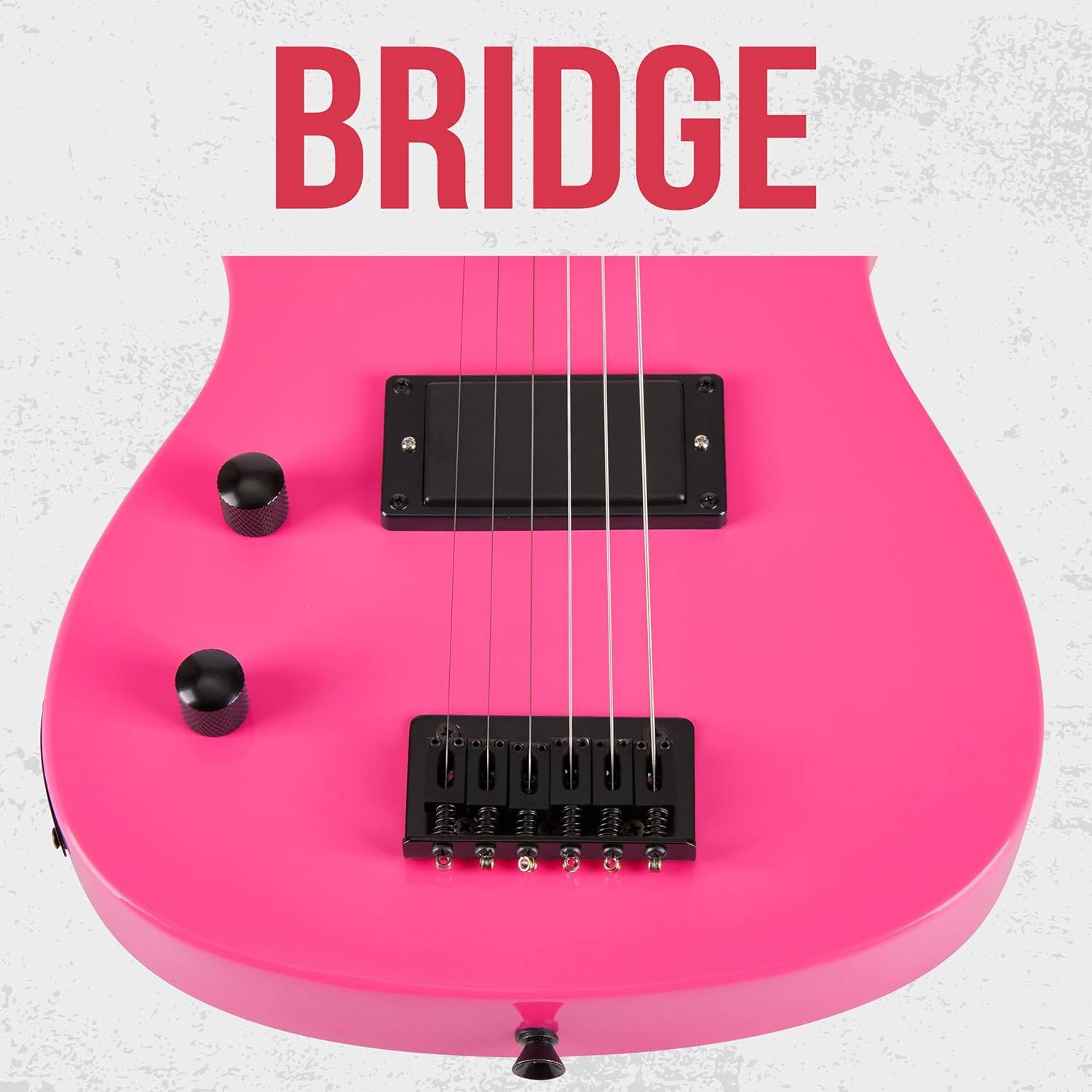 Alt View 3. Lyxpro - CS 30” Beginner Electric Guitar Kit with Guitar, Amp Cable, 6 Picks & More - Pink.