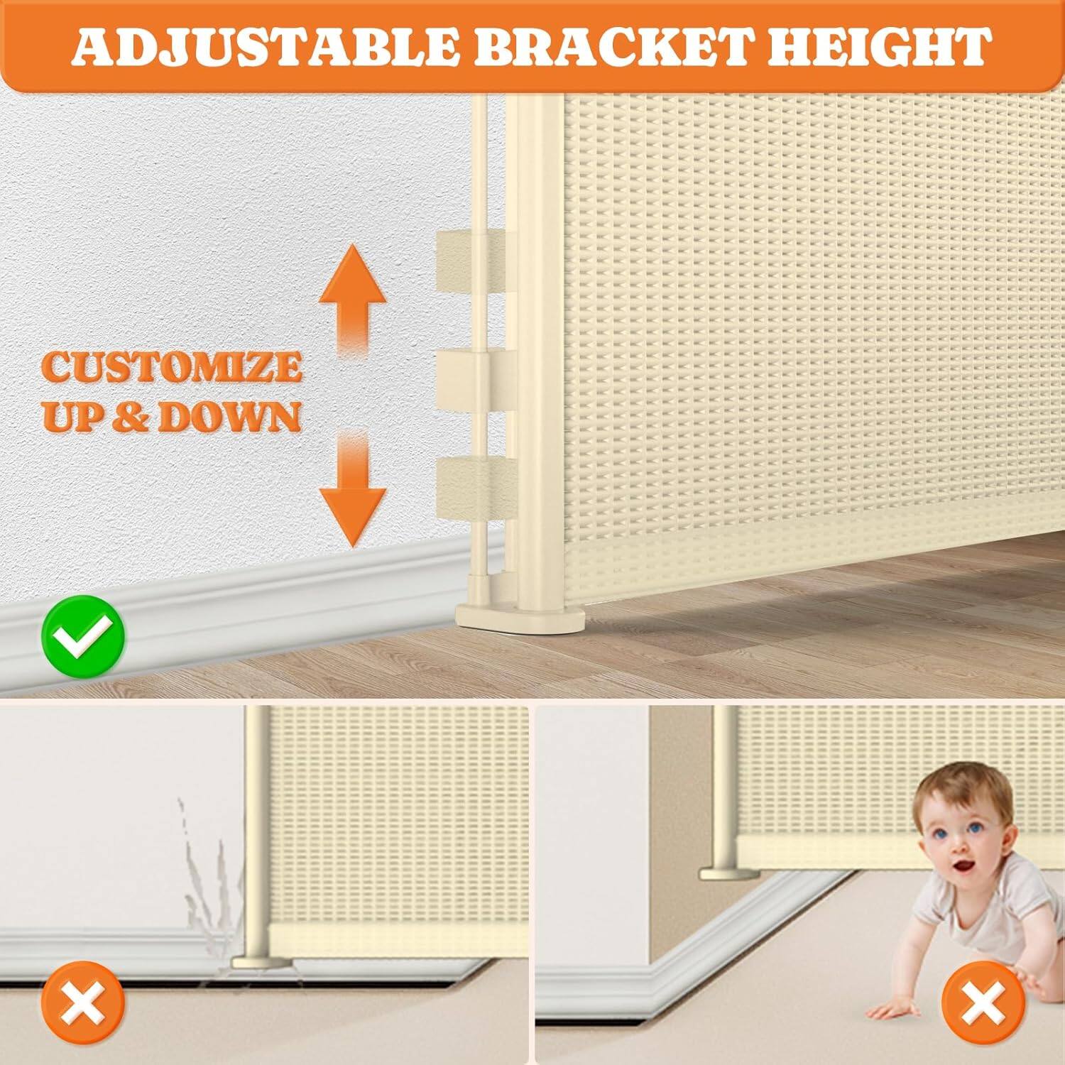 ADJUSTABLE BRACKET HEIGHT CUSTOMIZE UP & DOWN