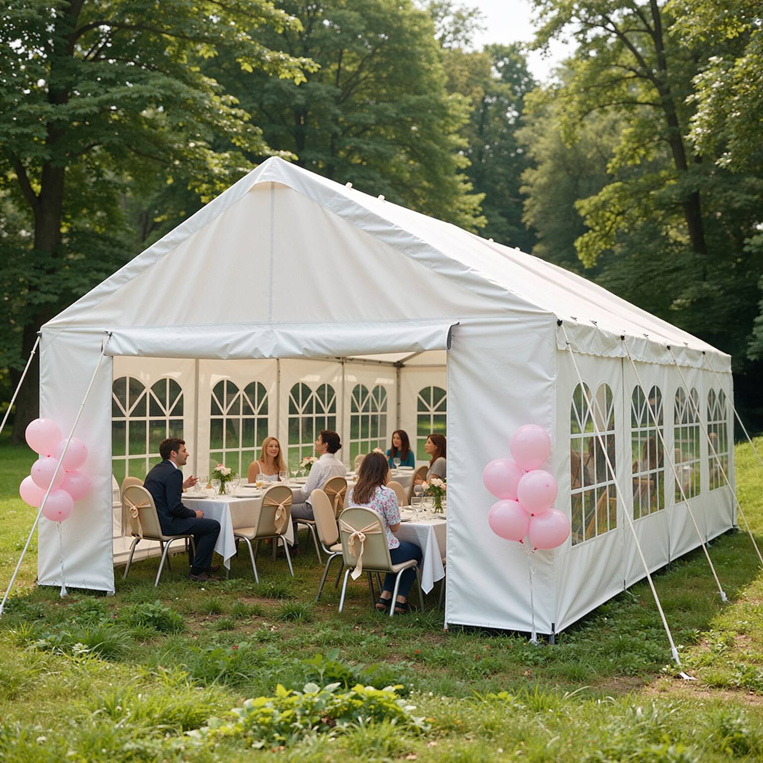 Front. Tiramisubest - 13'x26' Carport and Party Canopy with Removable Sidewalls, Weather-Resistant Outdoor Gazebo.