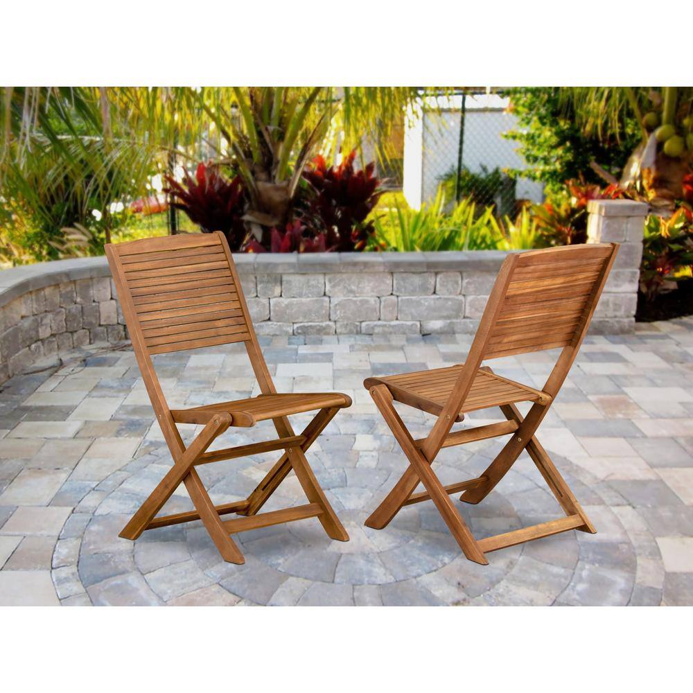 Alt View 2. East West Furniture - Beautiful Outdoor Patio Garden Wooden Camping Chairs - Brown.