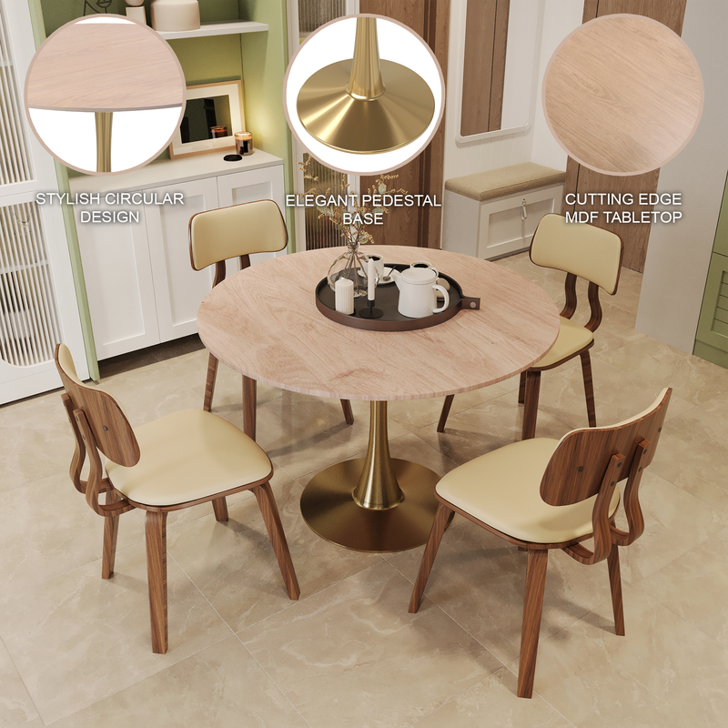 STYLISH CIRCULAR DESIGN  
ELEGANT PEDESTAL BASE  
CUTTING EDGE MDF TABLETOP
