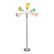 Angle. Simple Designs - 5 Light Adjustable Gooseneck Floor Lamp - Silver/Fun Multicolored Shades.