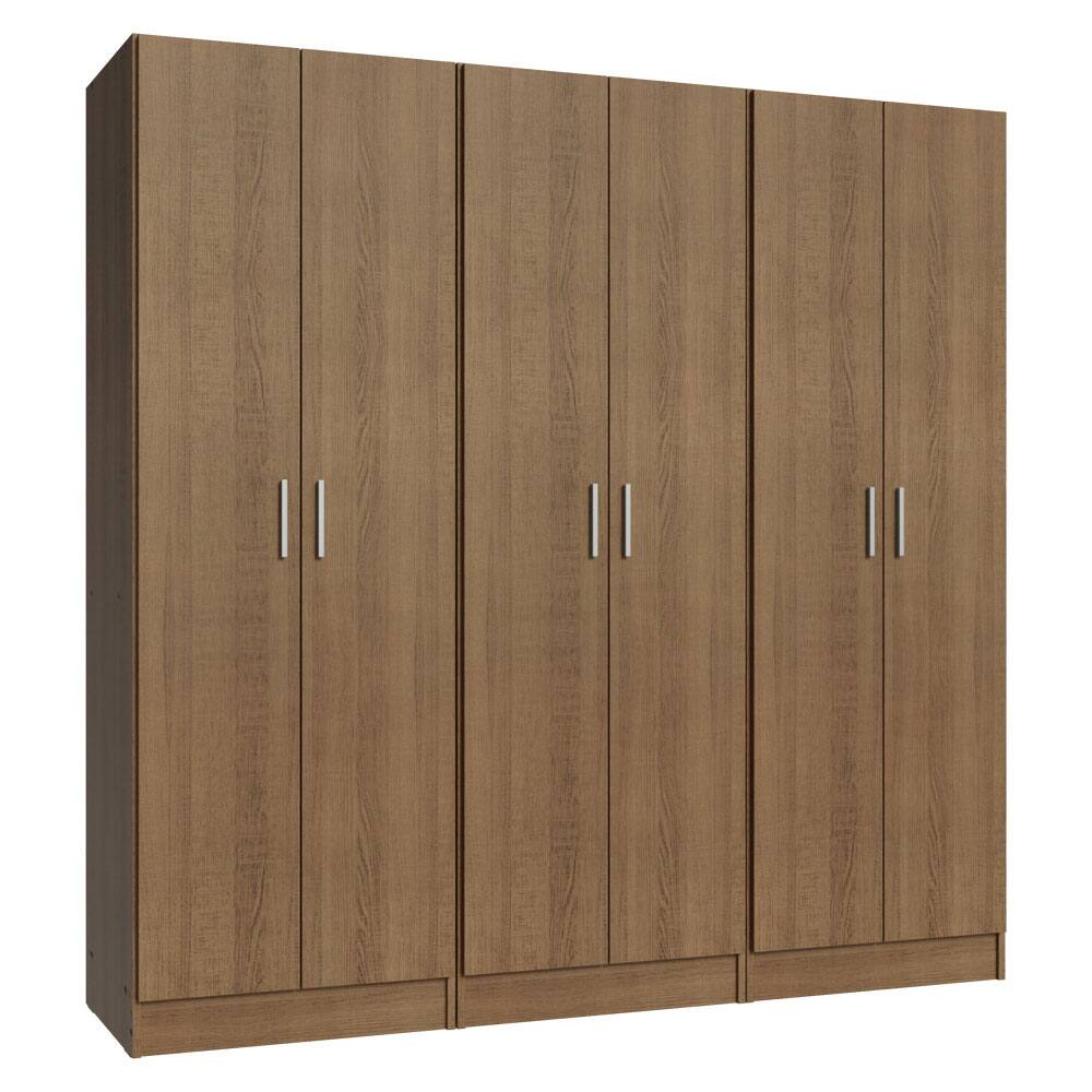 Angle. Madesa - Madesa Kitchen Pantry Set Storage Cabinet 6 Doors 12 Utility Shelves 70"L Organization Unit for Kitchen - Rustic - Brown.