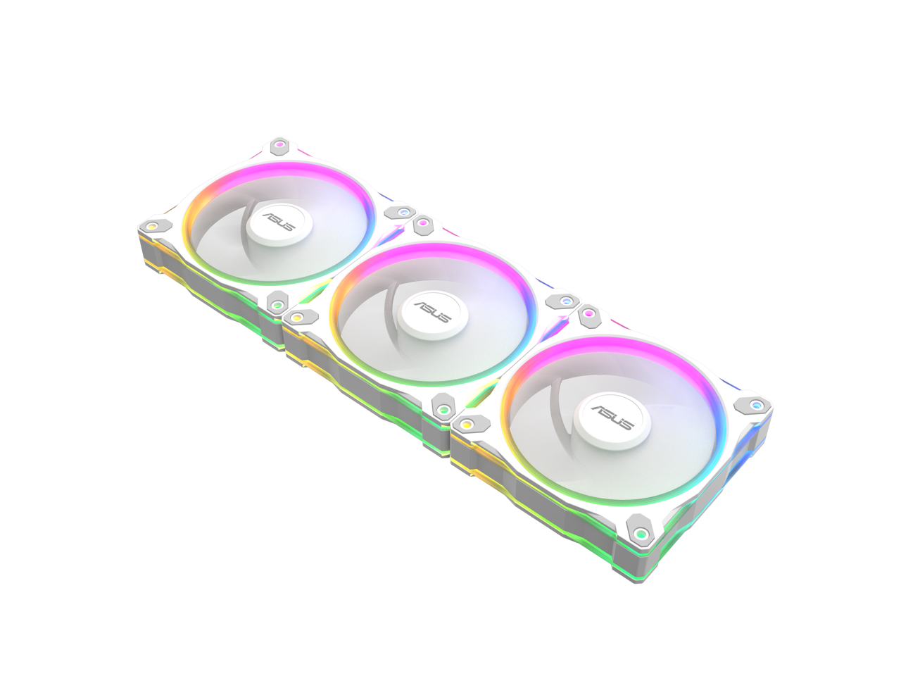 ASUS - Prime MR120 ARGB Fan Triple Pack, 28mm Frame, PWM, 20 ARGB LEDs, Aura Sync - White