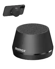 Front. Momax - 1-Vibe Go Lite Mini Portable Bluetooth Speaker - Magnetic Waterproof Speaker with Balanced Sound, Black - Black.