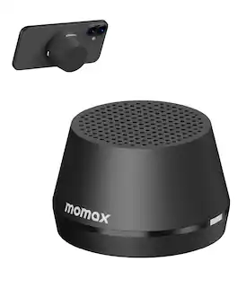 Momax - 1-Vibe Go Lite Mini Portable Bluetooth Speaker - Magnetic Waterproof Speaker with Balanced Sound - Black