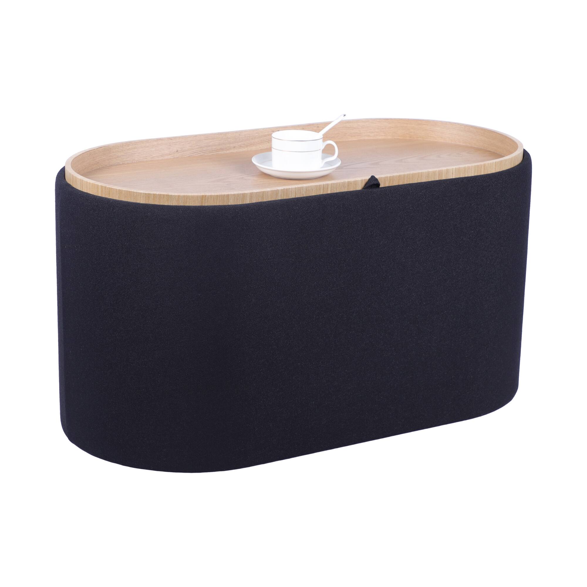 Alt View 5. GOODSILO - Versatile Storage Ottoman with Reversible Wooden Tray Top for Living Room Organization and Comfort - Black.